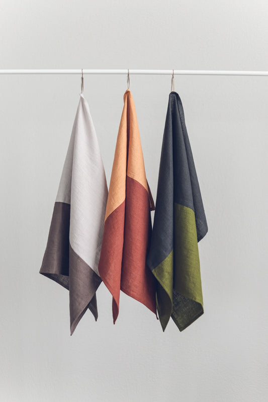 Colorful Linen Kitchen Tea Towels – Set of 3, Eco-Friendly & Absorbent
