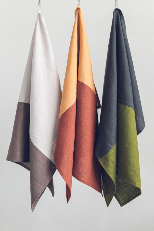 Colorful Linen Kitchen Tea Towels – Set of 3, Eco-Friendly & Absorbent